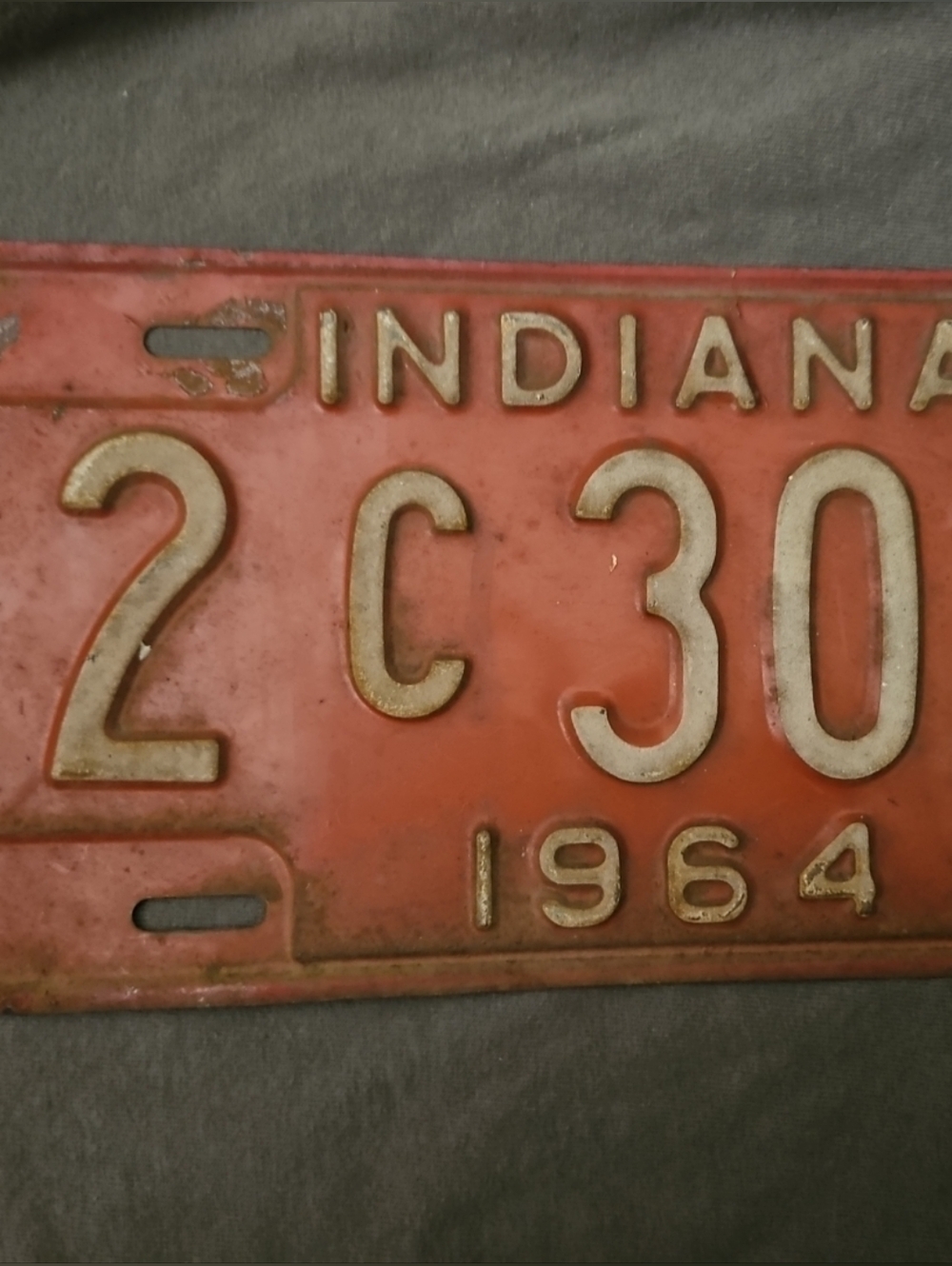 Vintage Indiana Red Decorative License Plate Wall Accent
